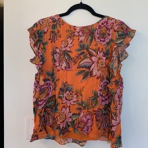 Farm Rio top blouse Anthropologie floral boho